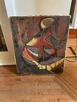 Front view of unframed abstract oil painting