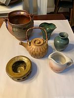 Group shot of all six pottery pieces