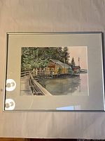 Front view of framed watercolour showing entire artwork and frame