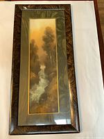 Full view of framed pastel landscape