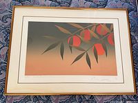 Framed serigraph showing art, mat and frame