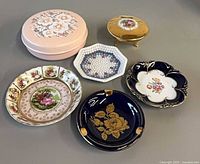 Group shot of six porcelain items