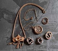 Overall view of all jewelry pieces laid out