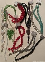 Overall view of all bead strands in assorted colors