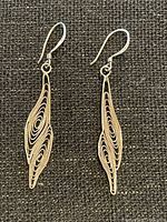 Sterling silver filigree dangle earrings with hook wires
