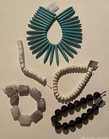 Overview of all five gemstone bead strands