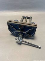 Overall view of Record No. 57 bench vise showing guide rods and handle