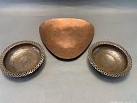 Top view of all three metal dishes