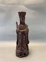Full view of wooden Guan Yin statue front