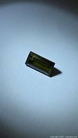 Rectangular green tourmaline gemstone front view