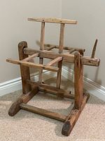 Full view of wooden wool winder front angle