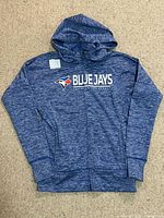 Front view of full-zip Blue Jays hoodie