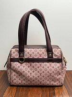 Front view of Louis Vuitton Mini Lin Josephine PM handbag showing overall design and handles