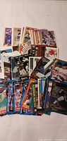 Spread of assorted MLB baseball cards, various brands visible