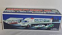 Front of boxed 1997 Hess Toy Truck and Racers set