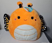 Front view of 16" Mony the Monarch Butterfly plush showing face, wings, antennae, and belly