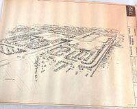 Oblique aerial rendering of Vallco Fashion Park project on large sheet