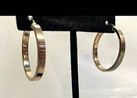 Hoop earrings hanging on display stand