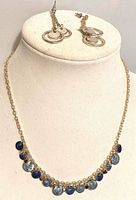 Necklace on bust and earrings on stand