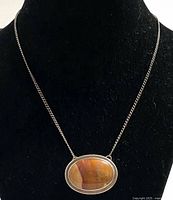 Necklace on stand showing pendant and chain