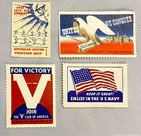 Fronts of four patriotic stickers