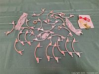 Overview of all handles and knobs laid out on surface