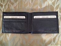 Wallet open showing interior card slots
