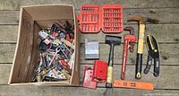 overview of all tools, box and loose items on deck