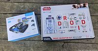 Front view of both kit boxes: littleBits R2-D2 Droid Inventor Kit and Makeblock mBot Ranger