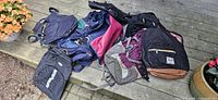 All six bags spread out on deck