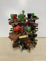 Full view of rotary stand loaded with stamps