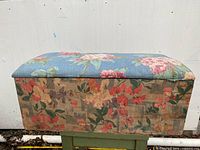 Front and lid closed view of floral fabric box