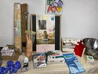 All items arranged on tabletop for overview