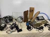 Group of all terrarium equipment laid out on surface