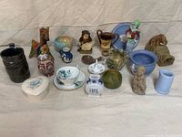 Entire collection arranged on cloth backdrop