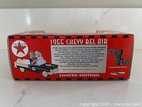 Front panel of box displaying limited edition Texaco 1955 Chevy Bel Air