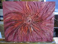 Front view of the painting showing abstract design and overall condition