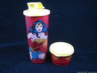 Tumbler and snack cup front view showing graphics and lids