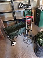 Wagon and hand truck together in storage setting