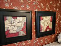 Both framed prints hanging side by side