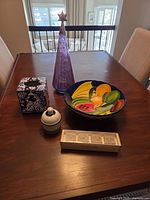 Group shot showing all five items on table