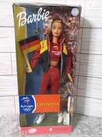 Front view of boxed Barbie Olympic Gymnast doll