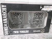 Front of retail box showing two tumblers and branding
