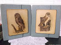 Both owl plaques side by side