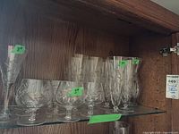 Cabinet shelf with three sizes of pinwheel crystal stemware