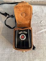 Light meter inside open leather case