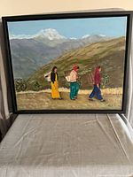 Frontal view of framed oil painting showing full artwork and frame