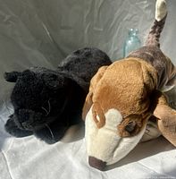 Basset Hound and Black Cat hand puppets side by side