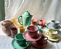 all Fiesta pieces arranged together showing variety