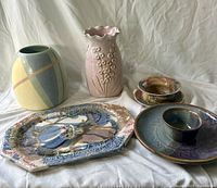 Group shot of all six pottery pieces